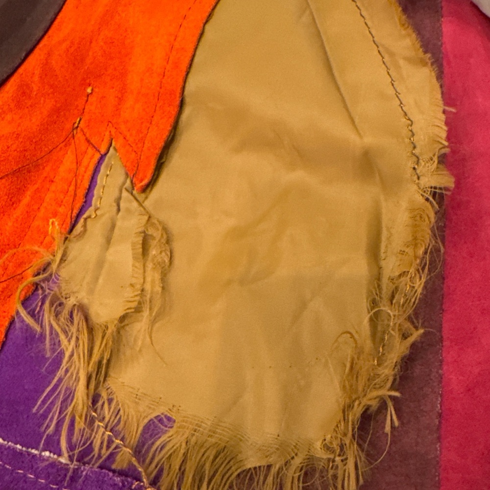 Vintage 1960s Gassy Jack patchwork suede jacket. Gastown mercantile rainbow mod - Picture 6 of 9